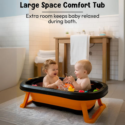 StarAndDaisy Bath Tub for Baby 0-5 Years/Foldable Bath tub for Kids with Cushion, Space Saving Design, Newborn Baby Folding Bathing Tub Girls & Boys, Easy to Store- Grey