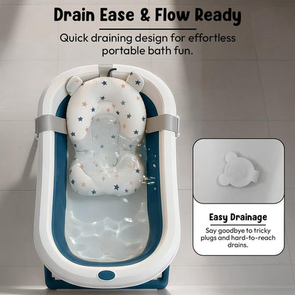 StarAndDaisy Bath Tub for Baby 0-5 Years/Foldable Bath tub for Kids with Cushion, Space Saving Design, Newborn Baby Folding Bathing Tub Girls & Boys, Easy to Store- Grey