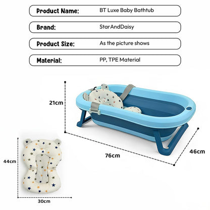 StarAndDaisy Bath Tub for Baby 0-5 Years/Foldable Bath tub for Kids with Cushion, Space Saving Design, Newborn Baby Folding Bathing Tub Girls & Boys, Easy to Store- Grey