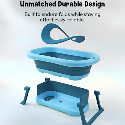 StarAndDaisy Bath Tub for Baby 0-5 Years/Foldable Bath tub for Kids with Cushion, Space Saving Design, Newborn Baby Folding Bathing Tub Girls & Boys, Easy to Store- Grey