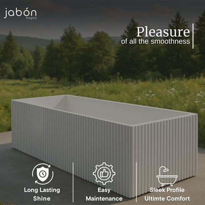 TAISOR Freestanding Bathtub 150 cm – White Glossy Acrylic Soaking Tub with Overflow Drain, Brass Pop-Up Waste & Waste Pipe, 6-Layer Reinforced Standalone Bath Tub