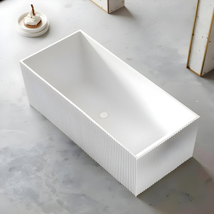 TAISOR Freestanding Bathtub 150 cm – White Glossy Acrylic Soaking Tub with Overflow Drain, Brass Pop-Up Waste & Waste Pipe, 6-Layer Reinforced Standalone Bath Tub