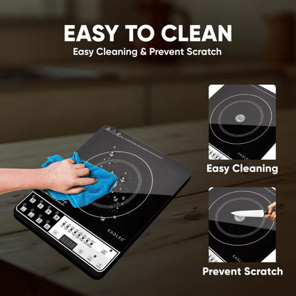 Cadlec CookFusion 2000W Induction Cooktop | 7 Cooking Modes, Auto Shut-Off, Over-Heat Protection, LED Display, BIS Approved, 2-Year Warranty | Black