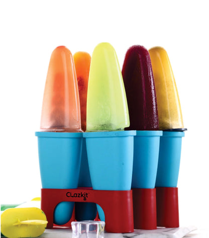 Clazkit Set of 6 Plastic Reusable Ice Pop Makers, Homemade Popsicle/Frozen Ice Cream/Kulfi Candy for Children & Adults - Multicolor, 11.4 x 11.9 x 14.1 cm