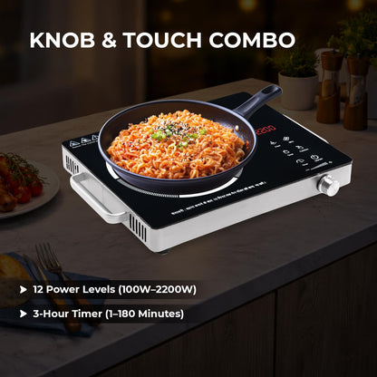 Cadlec CookFusion 2000W Induction Cooktop | 7 Cooking Modes, Auto Shut-Off, Over-Heat Protection, LED Display, BIS Approved, 2-Year Warranty | Black