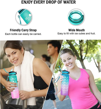 Unbreakable Motivational Water Bottle with Time Marker