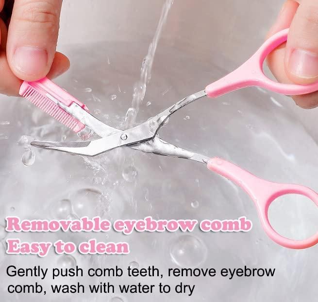 Stainless Steel Eyebrow Shaping Scissors with Comb