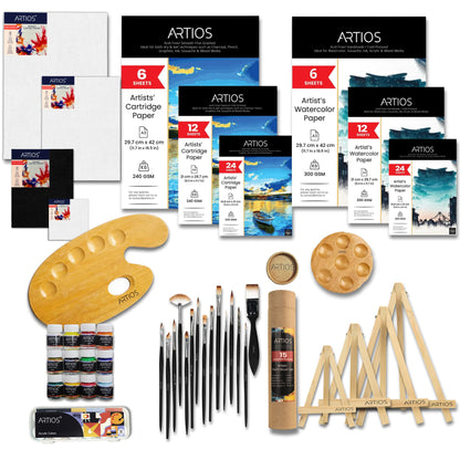 ARTIOS Painting Kit for Artists - 108 Pcs Painting Set for Adults and Kids with Professional Paint Brush Set, Acrylic Paints, Canvas Boards, Easels & Wooden Palette