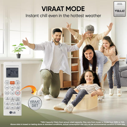 LG 1 Ton 5 Star Dual Inverter Split AC (Copper, AI Convertible 6-in-1 Cooling, Faster Cooling & Energy Saving, 4 Way Air Swing, HD Filter with Anti-Virus Protection, Viraat Mode, US-Q14ENZE, White)