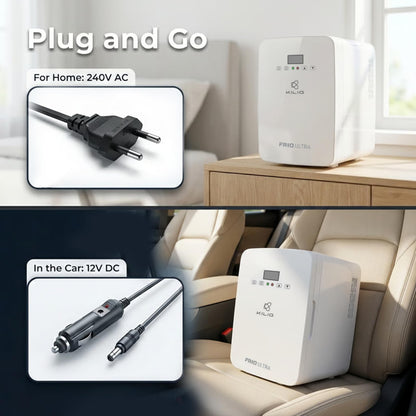 KILIG Frio Mini Fridge | Portable Cooler & Warmer | 240V AC & 12V DC Power for Home & Car | Smart Temperature Control | Perfect for Food & Beverages, Travel, Skincare, Medicine | White (Frio)
