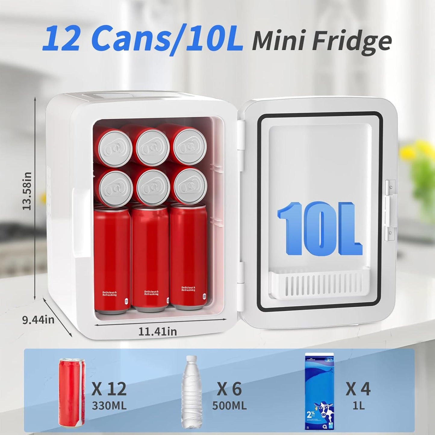 KILIG Frio Mini Fridge | Portable Cooler & Warmer | 240V AC & 12V DC Power for Home & Car | Smart Temperature Control | Perfect for Food & Beverages, Travel, Skincare, Medicine | White (Frio)