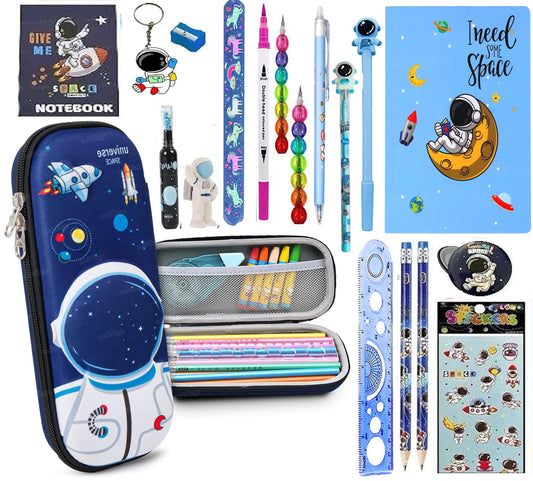 17 Pcs Unicorn Stationery Gift Set for Kids 3D Large Capacity Pencil Case Pencil Pouch with Diary & All Stationeries Party Favor Return Gift for kids School Supply Organizer For Students (STYLE-1)