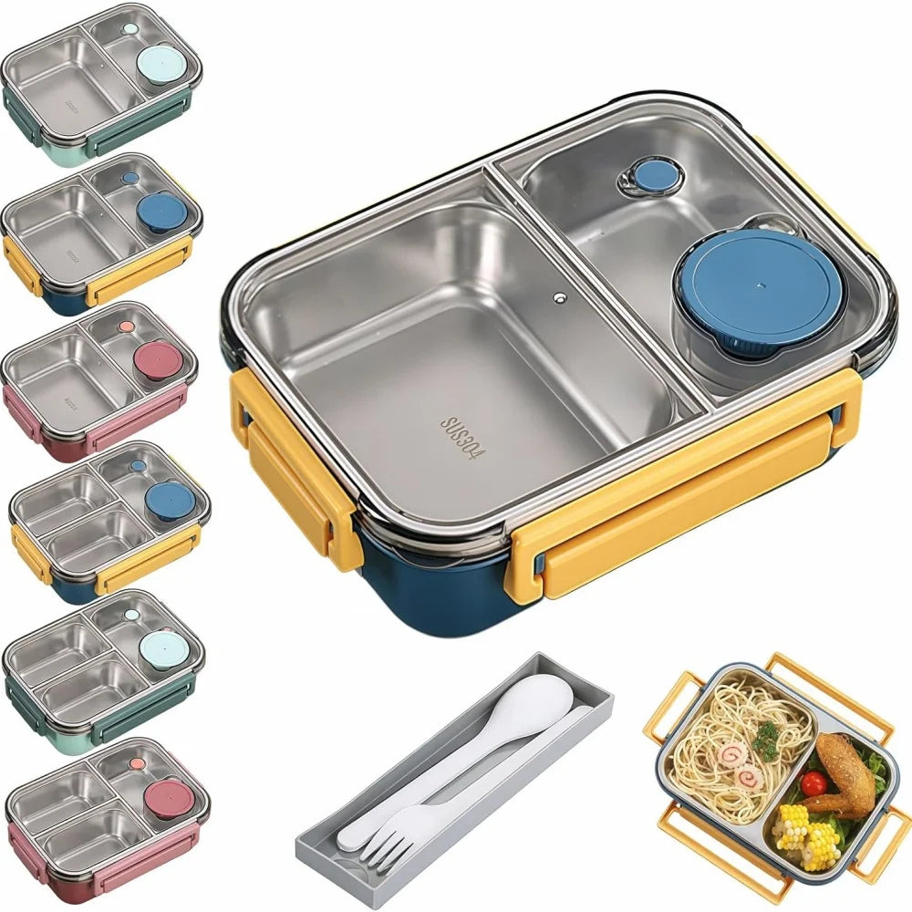 Stainless Steel Lunch Box 🍱 | 3-Compartment Leakproof Tiffin