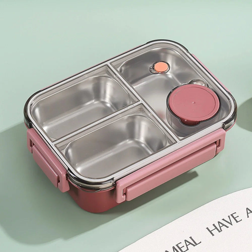 Stainless Steel Lunch Box 🍱 | 3-Compartment Leakproof Tiffin
