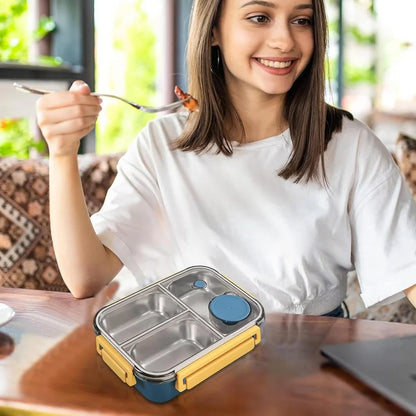 Stainless Steel Lunch Box 🍱 | 3-Compartment Leakproof Tiffin