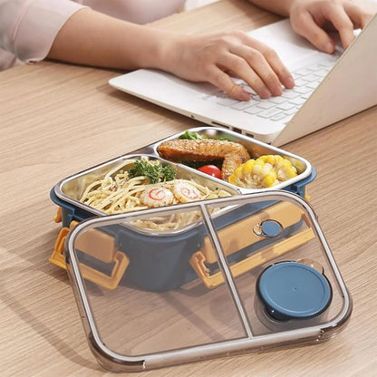 Stainless Steel Lunch Box 🍱 | 3-Compartment Leakproof Tiffin