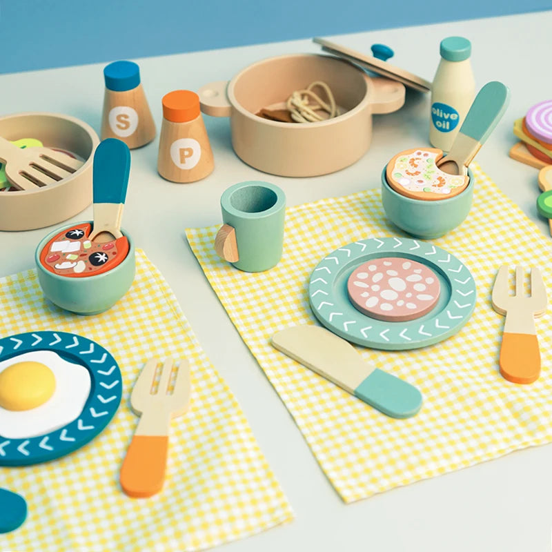 Glomexia Wooden Kids Kitchen Set – 36 PCS