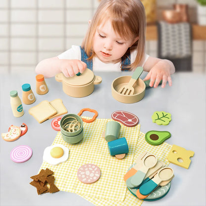 Glomexia Wooden Kids Kitchen Set – 36 PCS