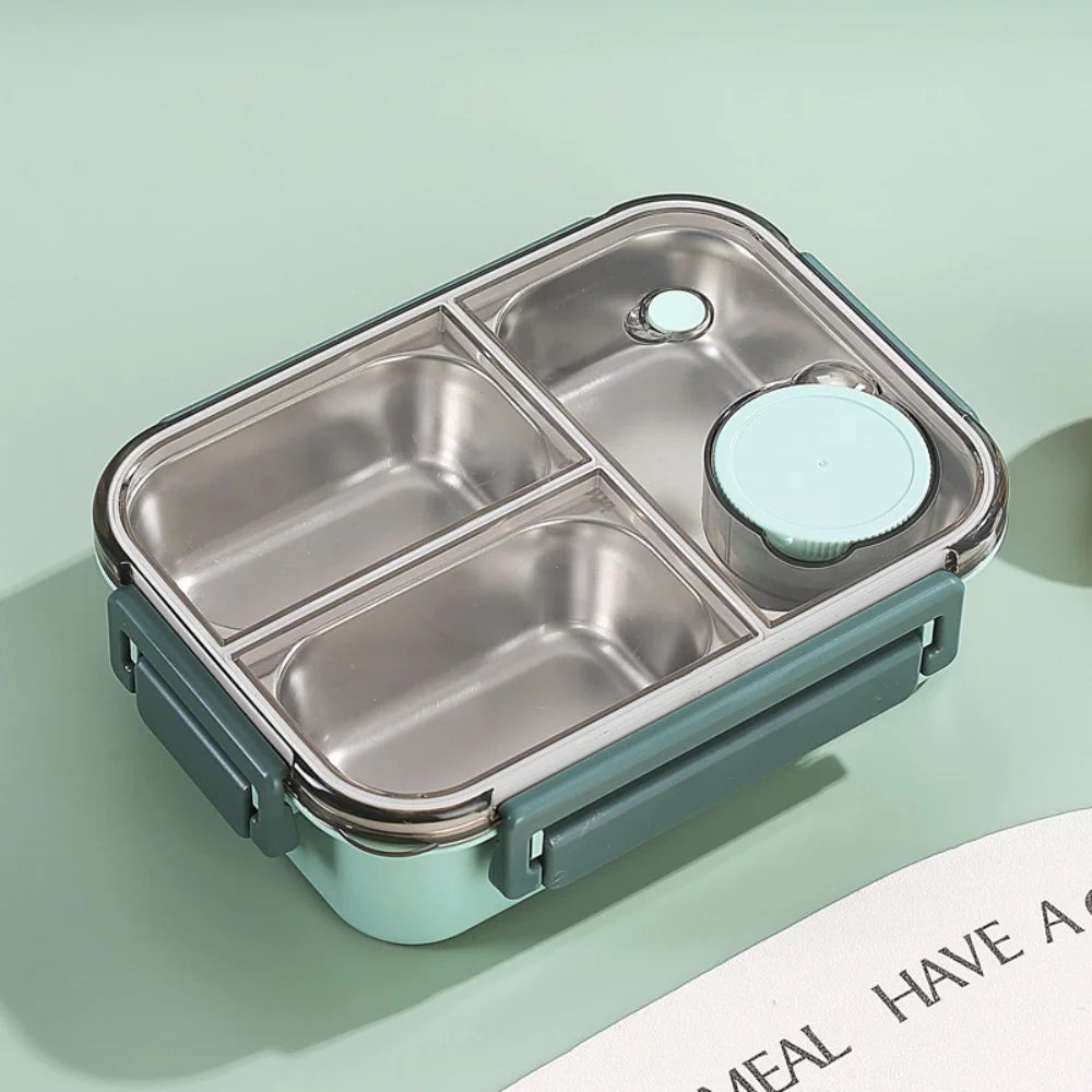 Stainless Steel Lunch Box 🍱 | 3-Compartment Leakproof Tiffin