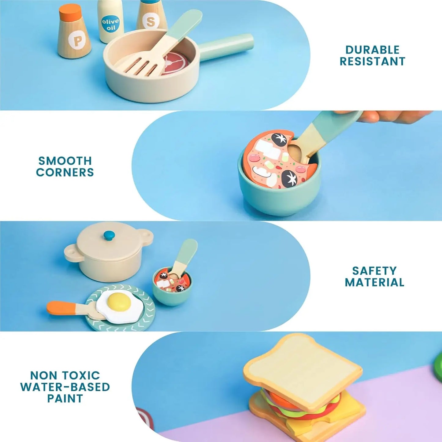 Glomexia Wooden Kids Kitchen Set – 36 PCS