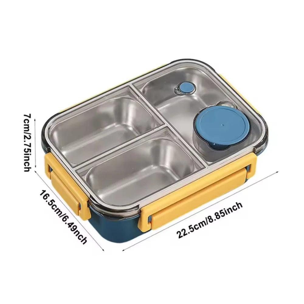 Stainless Steel Lunch Box 🍱 | 3-Compartment Leakproof Tiffin