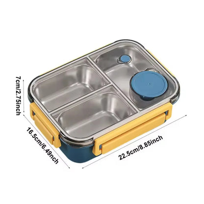 Stainless Steel Lunch Box 🍱 | 3-Compartment Leakproof Tiffin