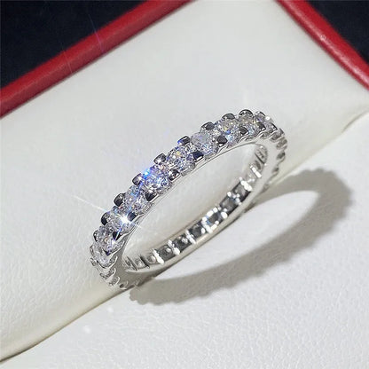 Silver CZ Thin Band Ring for Women