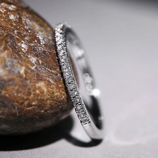Minimalist CZ Wedding Ring for Women