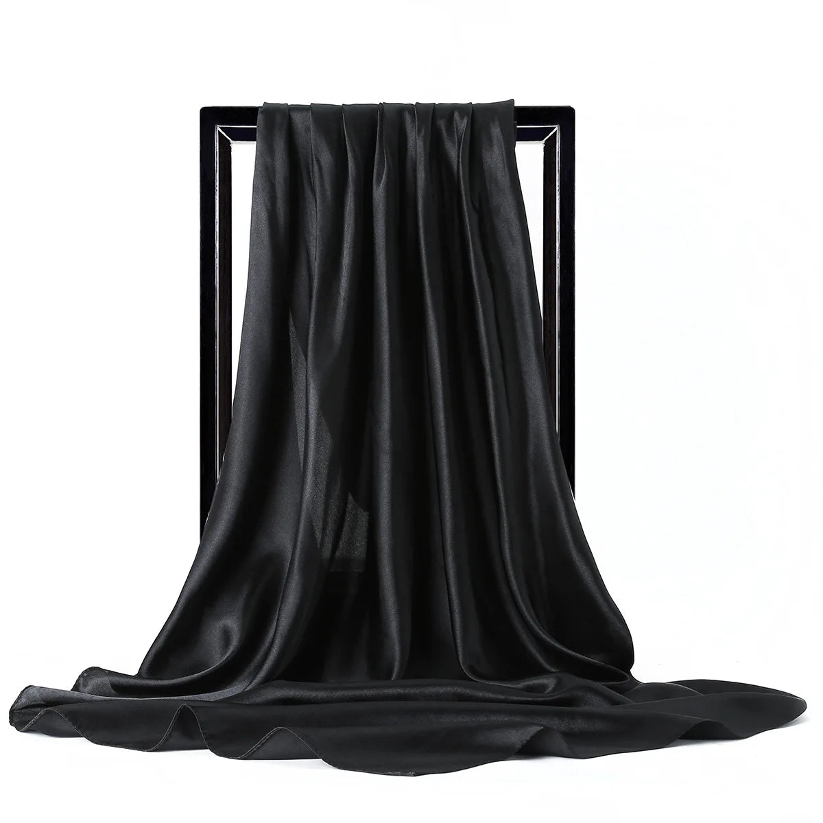 Women’s Luxury Satin Silk Solid Color Scarf (90×90cm)