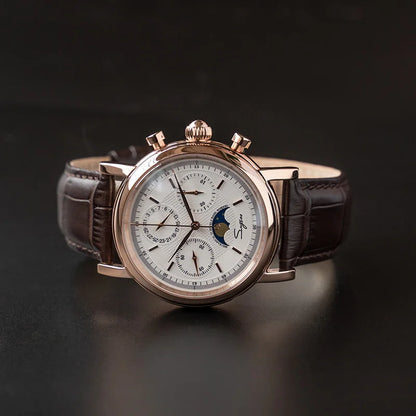 Glomexia Vintage Moonphase Chronograph Watch ⌚