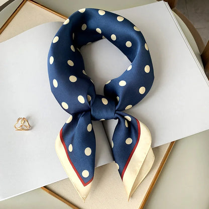 🧣 Glomexia 2025 Luxury Polka Dot Silk Scarf – 70x70cm Elegant Wrap ✨