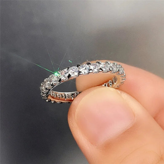 Silver CZ Thin Band Ring for Women