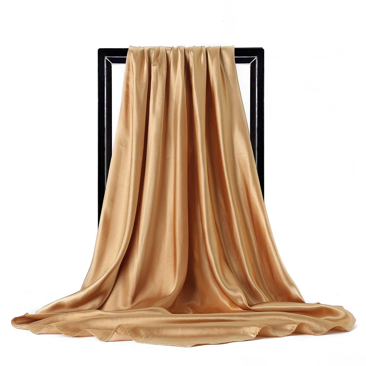 Women’s Luxury Satin Silk Solid Color Scarf (90×90cm)
