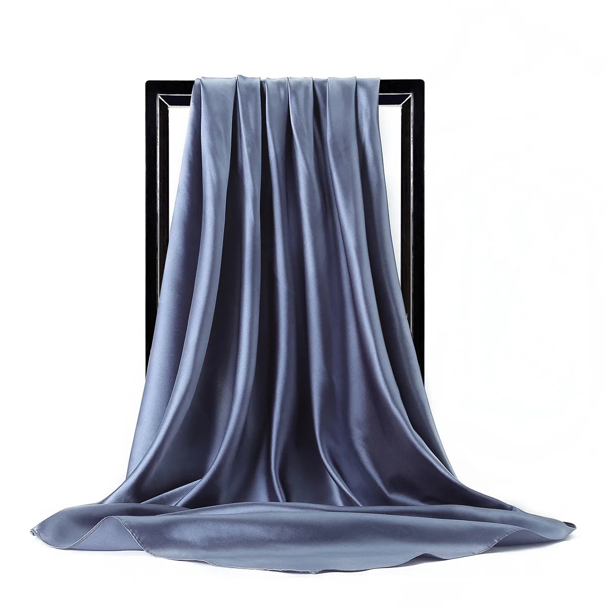 Women’s Luxury Satin Silk Solid Color Scarf (90×90cm)