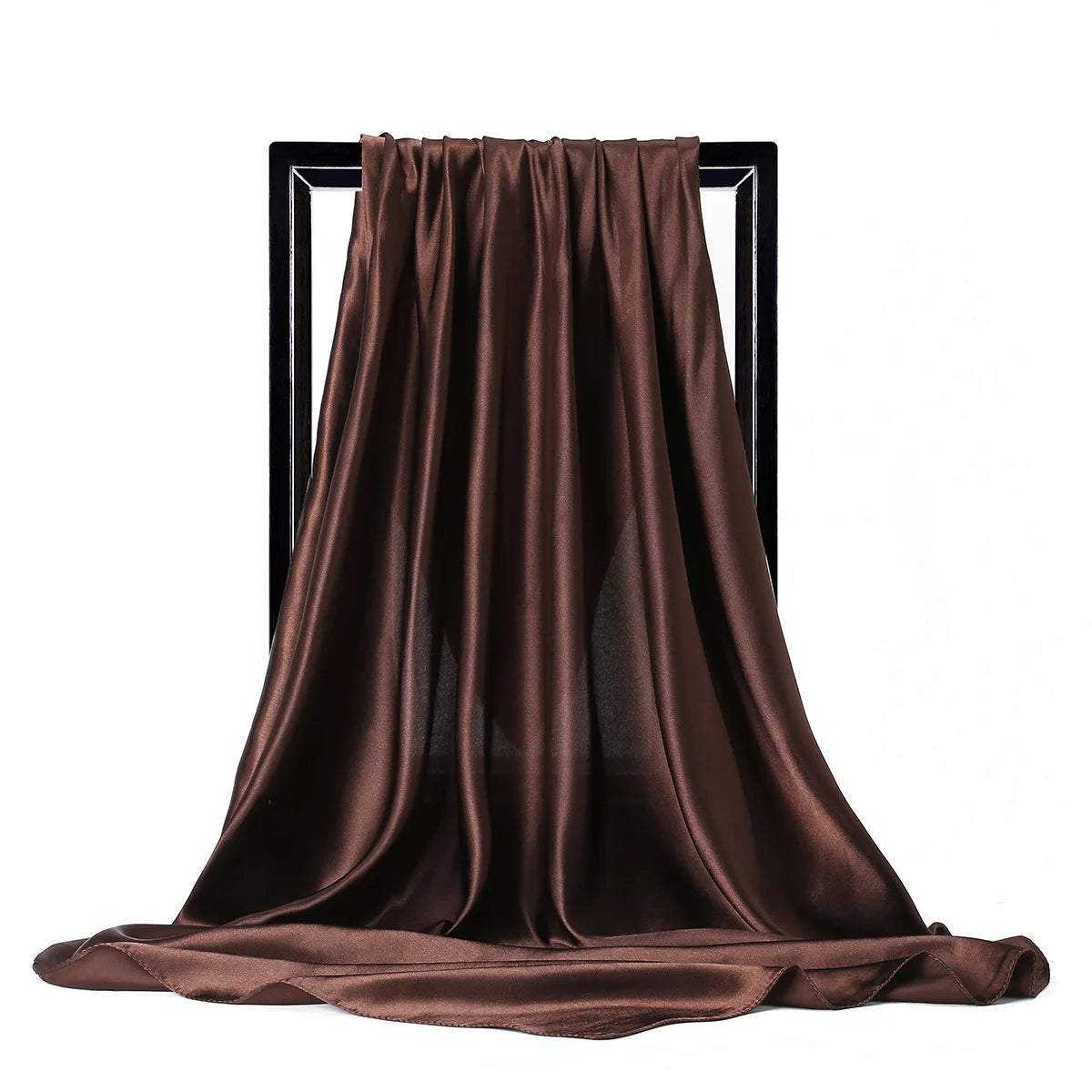 Women’s Luxury Satin Silk Solid Color Scarf (90×90cm)