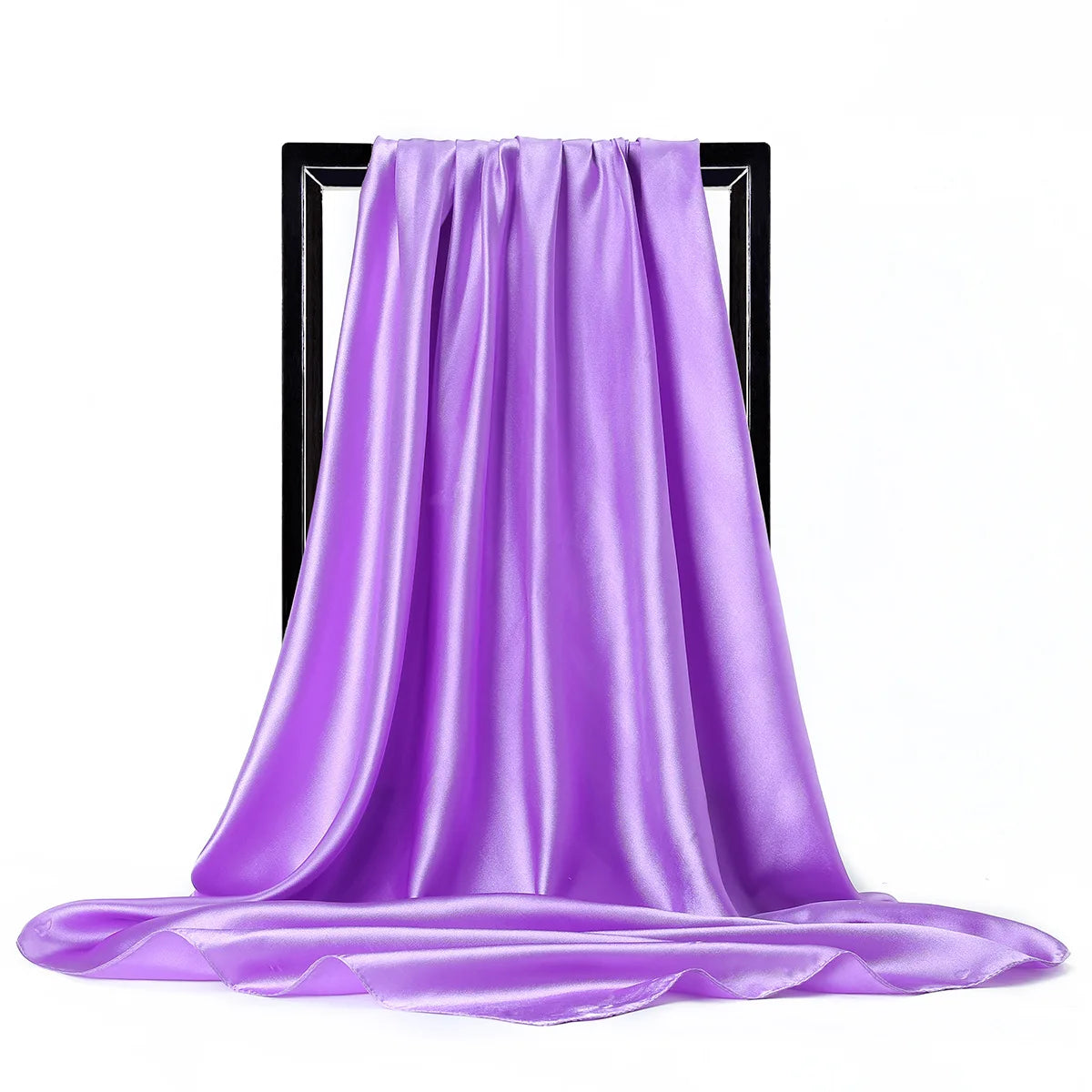 Women’s Luxury Satin Silk Solid Color Scarf (90×90cm)