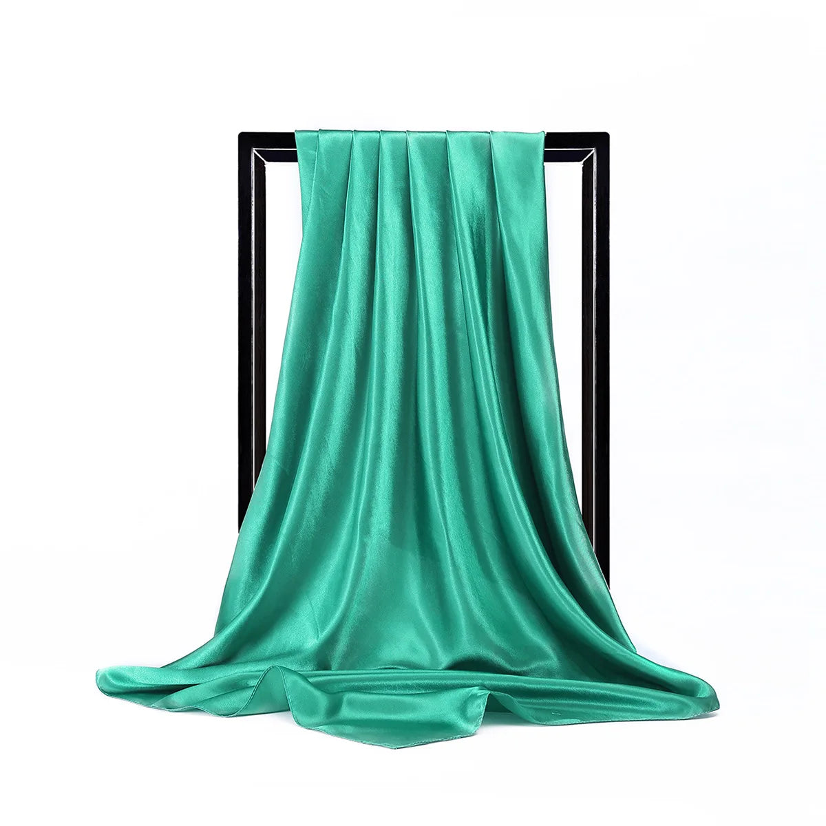 Women’s Luxury Satin Silk Solid Color Scarf (90×90cm)