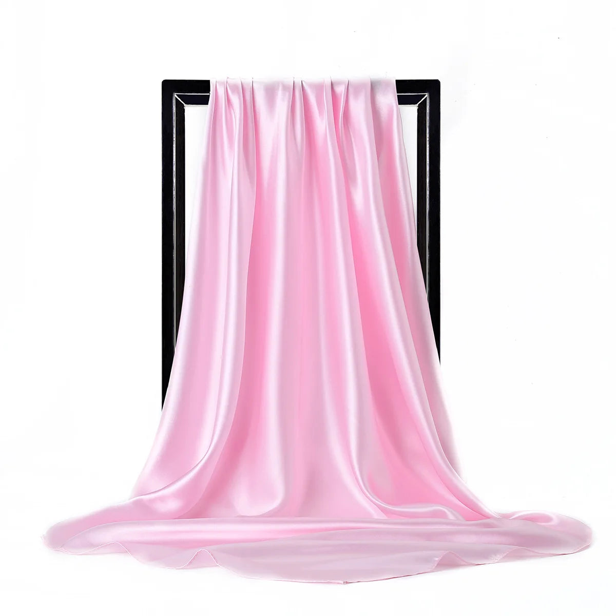 Women’s Luxury Satin Silk Solid Color Scarf (90×90cm)