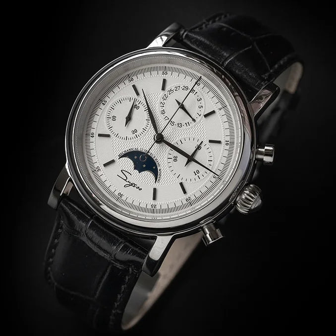 Glomexia Vintage Moonphase Chronograph Watch ⌚