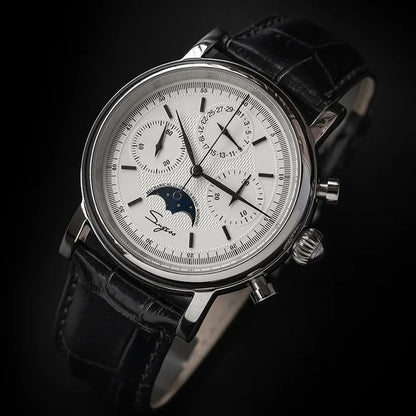Glomexia Vintage Moonphase Chronograph Watch ⌚