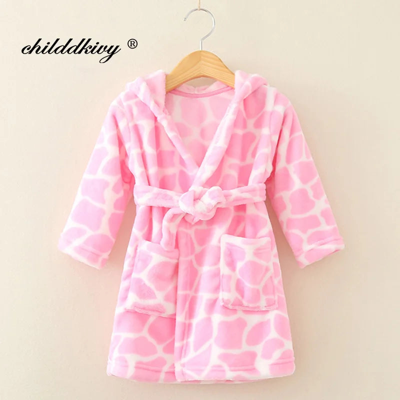 Premium Kids Flannel Hooded Pajama Robe (2–8Y)
