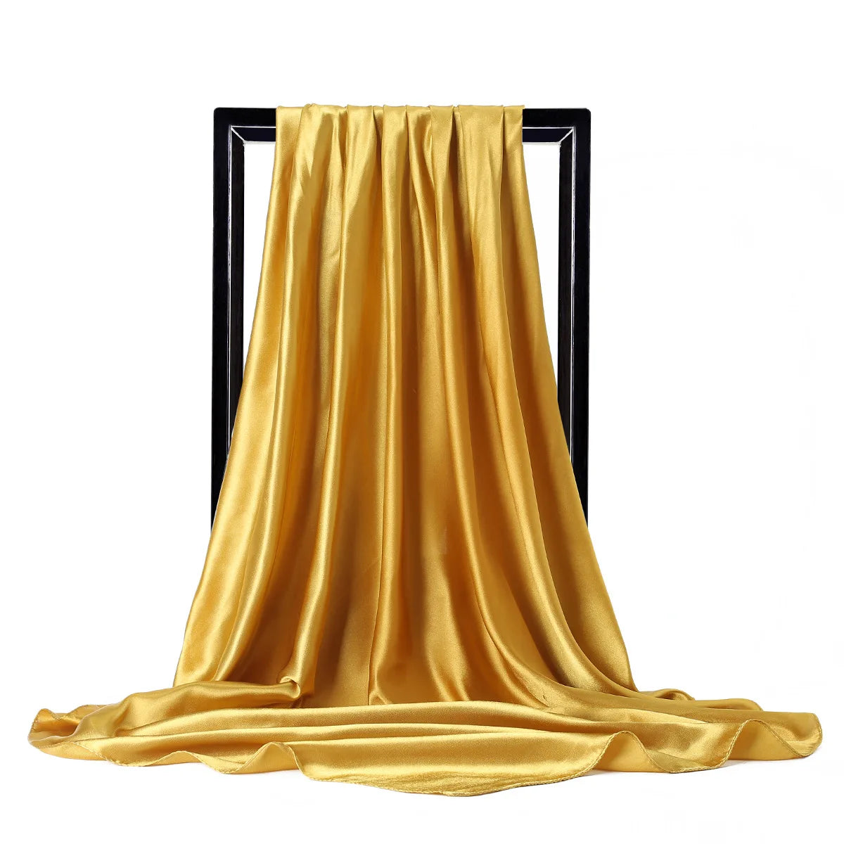 Women’s Luxury Satin Silk Solid Color Scarf (90×90cm)