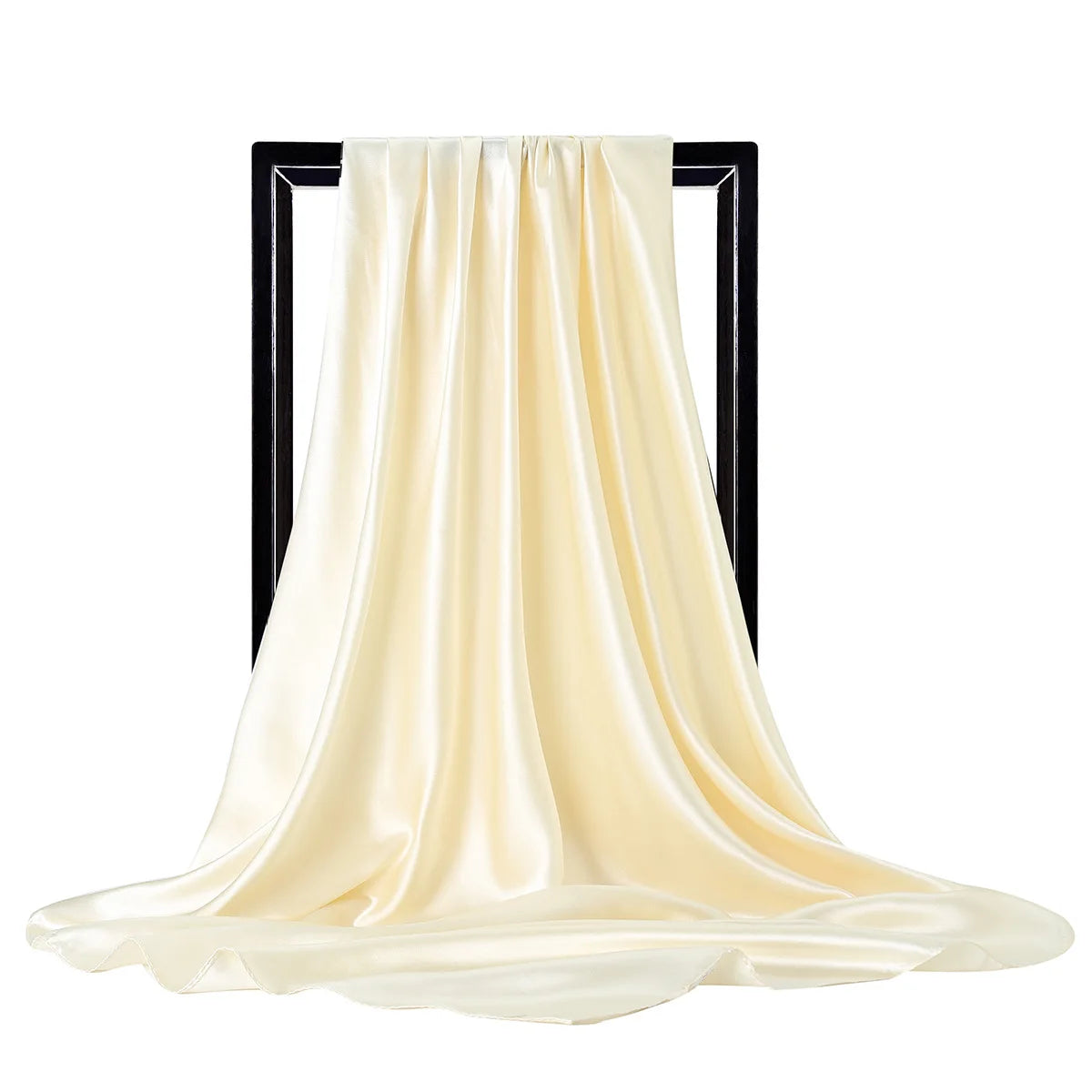 Women’s Luxury Satin Silk Solid Color Scarf (90×90cm)