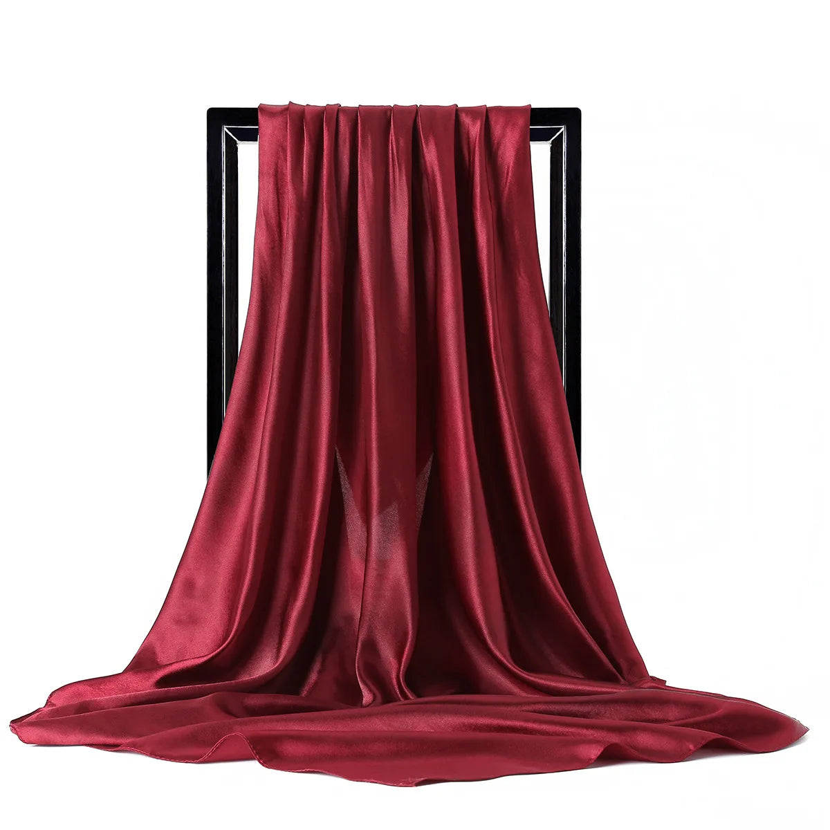 Women’s Luxury Satin Silk Solid Color Scarf (90×90cm)