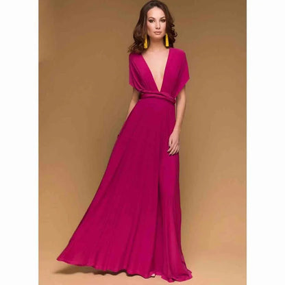 Women’s Multiway Wrap Maxi Dress – Convertible Boho Party Gown