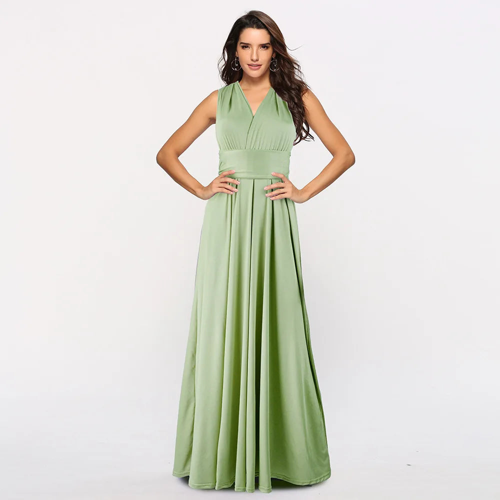 Women’s Multiway Wrap Maxi Dress – Convertible Boho Party Gown