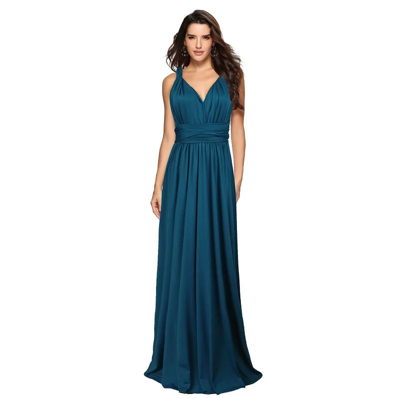 Women’s Multiway Wrap Maxi Dress – Convertible Boho Party Gown