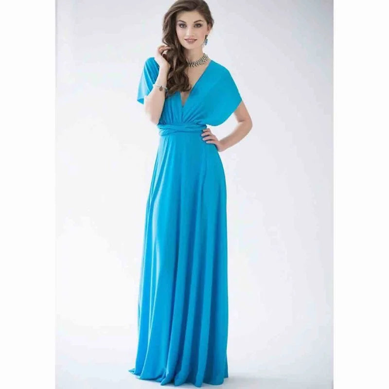 Women’s Multiway Wrap Maxi Dress – Convertible Boho Party Gown