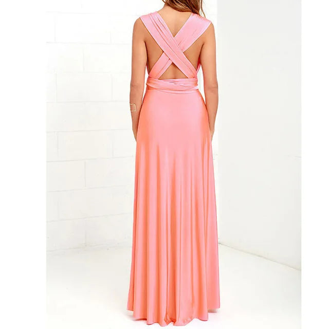 Women’s Multiway Wrap Maxi Dress – Convertible Boho Party Gown
