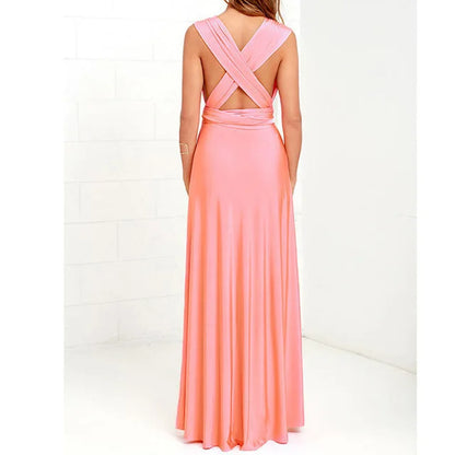 Women’s Multiway Wrap Maxi Dress – Convertible Boho Party Gown